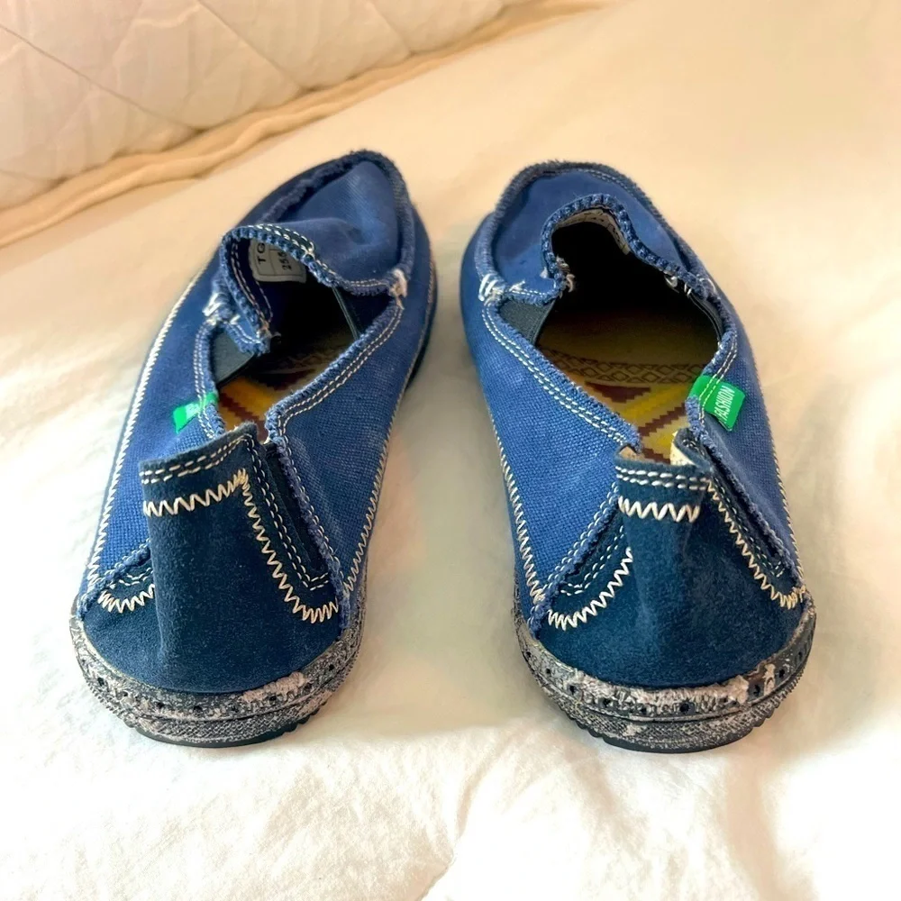 Mens Casual Cloth Shoes Canvas Flat Slip-on Loafers Outdoor Boat Shoes Blue Sz 8